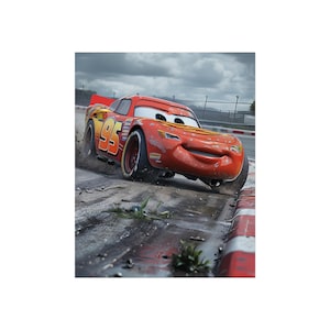 Lightning McQueen Fine Art Poster, Kids Room Decor, Disney Wall Art, Movie Themed Print, Gift for Car Lovers