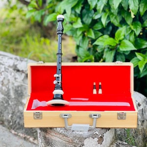 Black Rosewood Bombard Chanter Handmade Tuneable Musical Instruments Flute Wooden Pipers Chanter with 2 Reeds & Hard Case