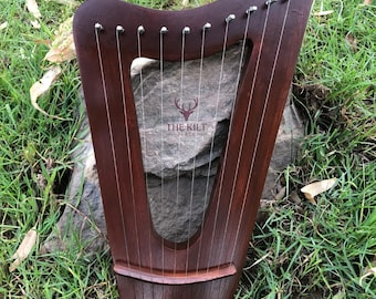 Handcrafted Triangle Lyre Harp 10-String Rosewood Lyre Harp – Medieval Triangle Design Includes Extra Free Strings, Tuning Key & Carry Bag