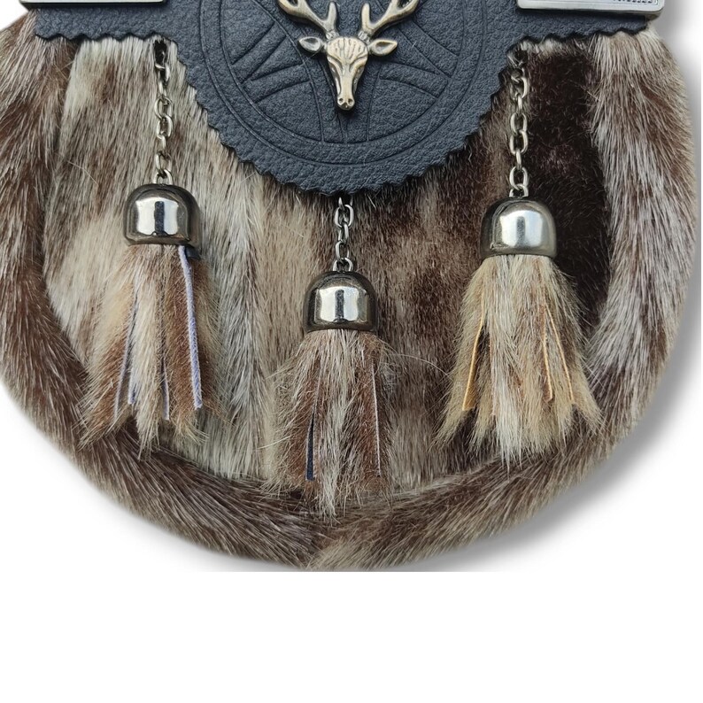 Men's Scottish Stage Head Kilt Sporran Fur Tassels