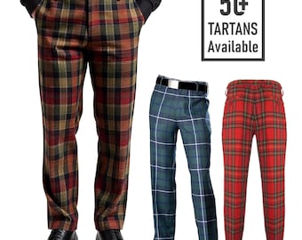 Custom Men&#39;s Tartan Pants – Handmade Scottish Plaid Trews for Weddings or Golf | Available in 50+ Clan Tartans