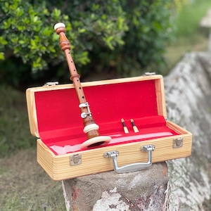 Brown Rosewood Bombard Chanter Handmade Tuneable Musical Instruments Flute Wooden Pipers Chanter with 2 Reeds & Hard Case