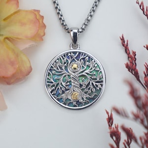 Sterling Silver Tree of Life Necklace: White Opal Celtic Pendant