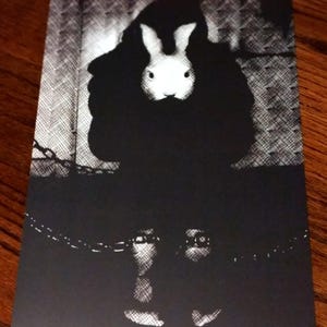 Wonderlands&#39; Lost Rabbit Collection - Chained Below - Original artwork A4 print, Bunny , surreal art , trippy artwork, Halloween art
