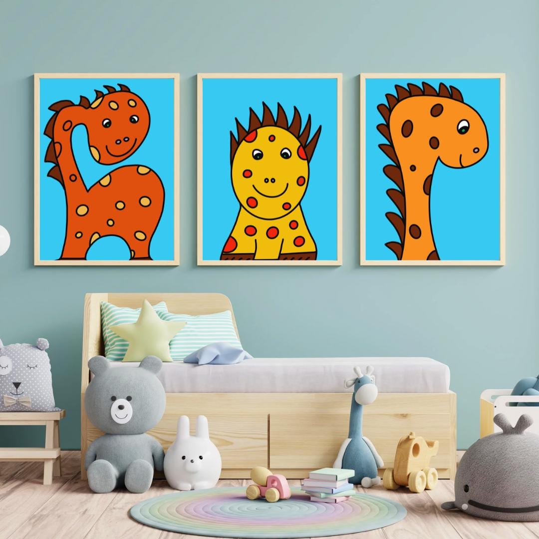Dinosaur Poster for Kids Room – Printable Wall Art for Nursery or ...