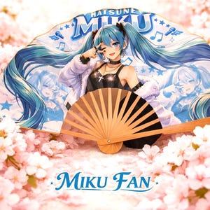 Wachlarz artystyczny Hatsune Miku | Wachlarz bambusowy z motywem anime | Dwustronny nadruk azjatycki