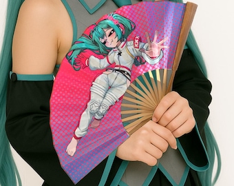 Hatsune Miku Handmade Bamboo Fan | Vocaloid Art