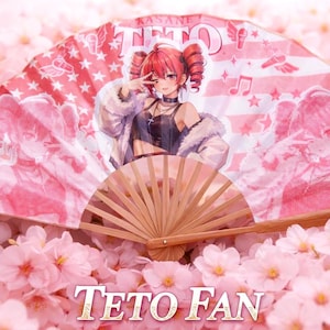 Kasane Teto Folding Fan | Anime Bamboo Hand Fan | Double Sided Printed Asian Fan | Teto Fan Art Gift | 613×330mm