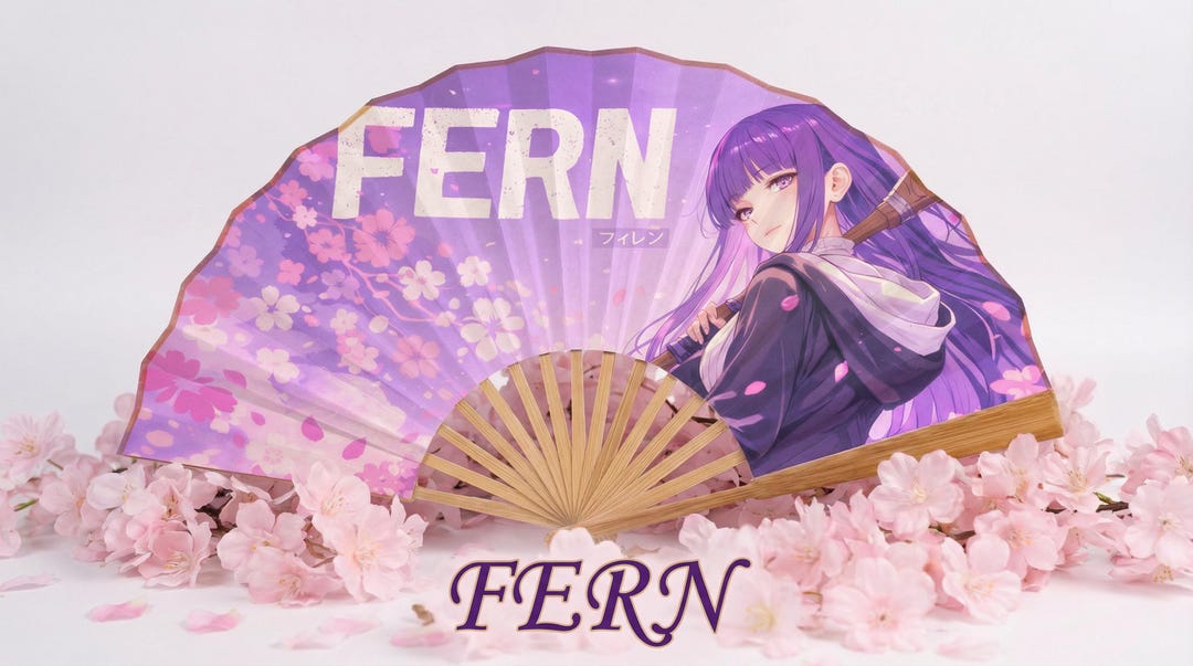 Fern Anime Folding Fan – Handmade Asian Bamboo Hand Fan, Cosplay ...