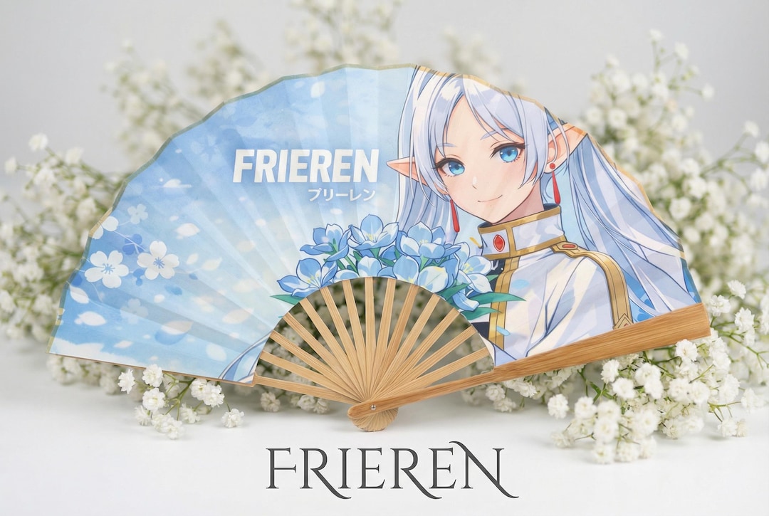 Frieren Anime Folding Fan – Asian Bamboo Hand Fan, Cosplay Gift, Anime ...