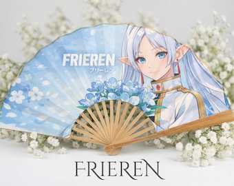 Frieren Anime Folding Fan – Asian Bamboo Hand Fan, Cosplay Gift, Anime Merchandise