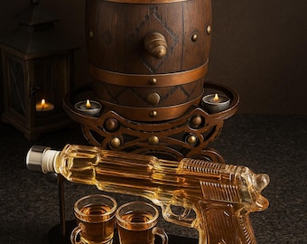 Creative Gun-Shaped Whiskey Decanter Set – Unique Home Bar Accessory – Father Gift – Liquor Dispenser with Shot Glasses – Home Decor