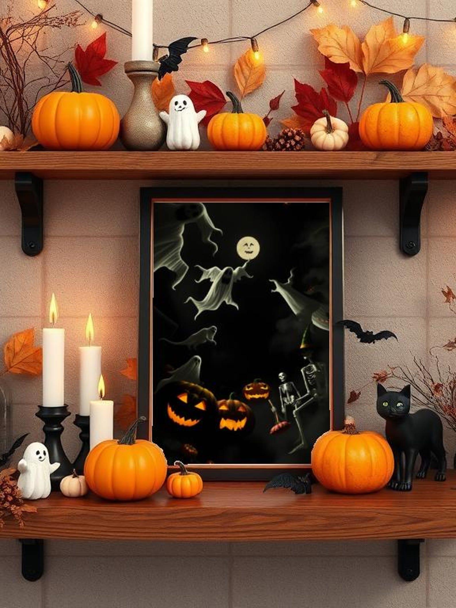 Halloween Wall Art Bundle – Spooky and Whimsical Halloween Decor Set (7 ...