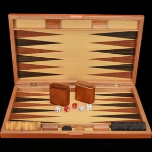 17” Wooden Backgammon Set – Foldable Inlaid Game Board with Acrylic or Wood Checkers | Handmade Luxury Gift for Him or Her Dad Mom