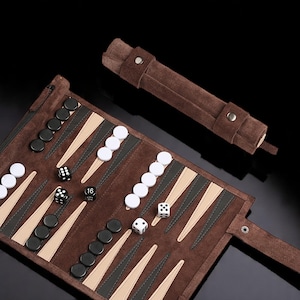 Backgammon de viaje enrollable: tablero de juego portátil de ante / Regalo clásico para adultos y niños