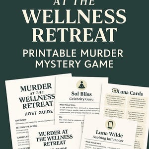 Murder at the Wellness Retreat | Printable Murder Mystery Game | 6–15 Players | Spiritual Spa Theme | Party Game | Instant Download