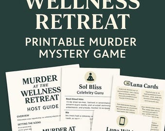 Murder im Wellness-Retreat | Druckbares Murder Mystery Game | 6–15 Spieler | Spirituelles Spa-Thema | Gesellschaftsspiel | Sofort Download