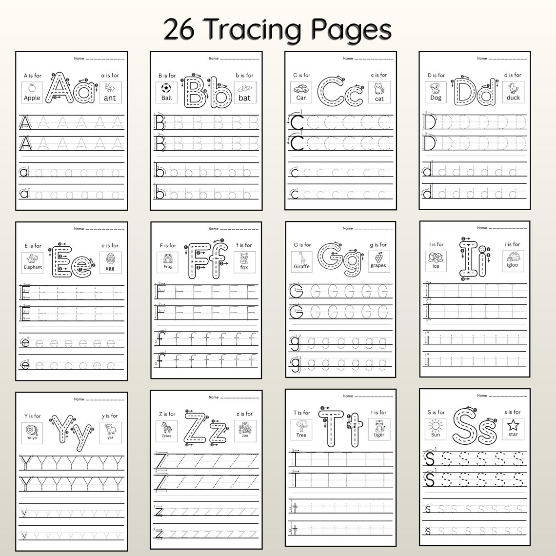 Alphabet Tracing Worksheets | 26 Printable Letter Practice Pages for ...