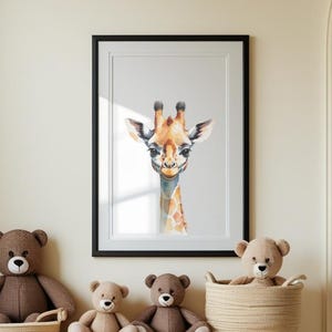Baby Giraffe Nursery Print - Jungle Safari Animal Wall Art | Digital Download Giraffe Poster for Baby Room | Gender Neutral Nursery Decor