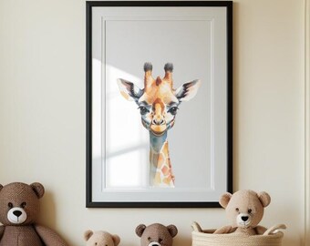 Babygiraf kinderkamer print - jungle safari dieren muurkunst | Digitale download giraffeposter voor babykamer | Genderneutraal kinderkamerdecoratie