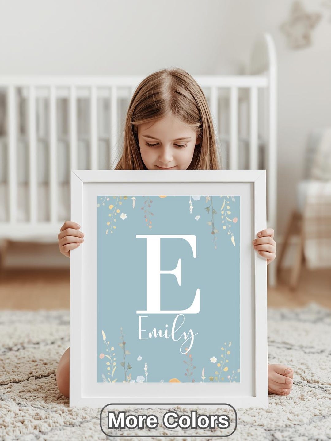 Personalized Name Wall Art With Wildflowers | Custom Nursery Print for ...