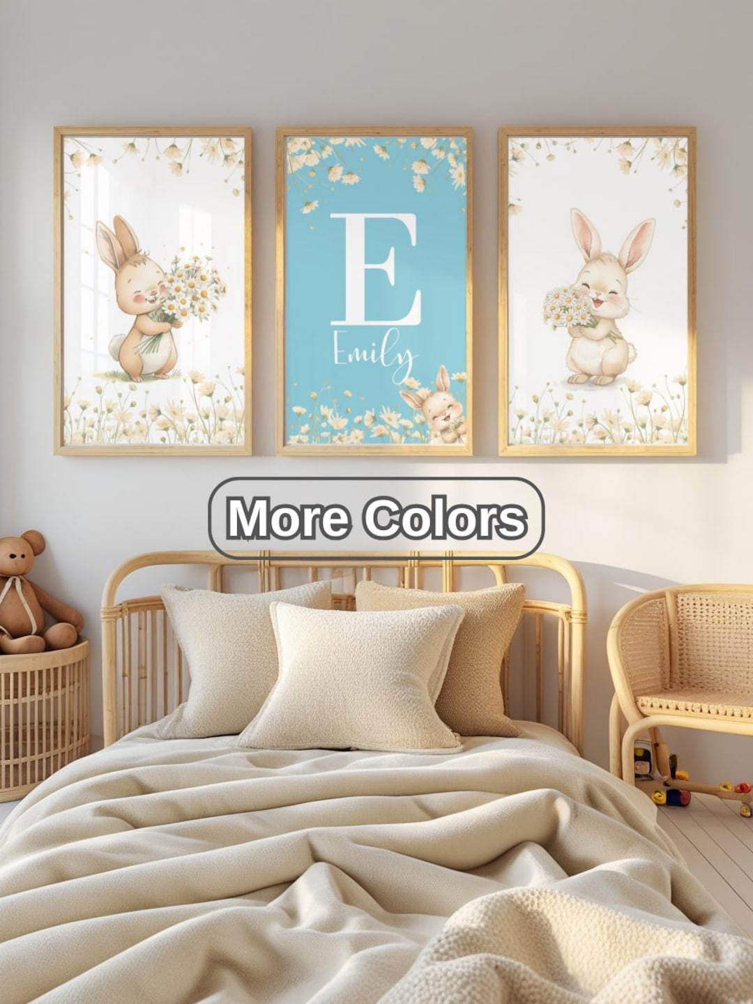 Personalized Bunny Nursery Wall Art Set of 3 Custom Name Baby Room — free download