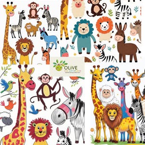 Safari Jungle Animal Prints im 4er-Set für Kinderzimmer und Kinder | Wildtiere Poster Digital Download