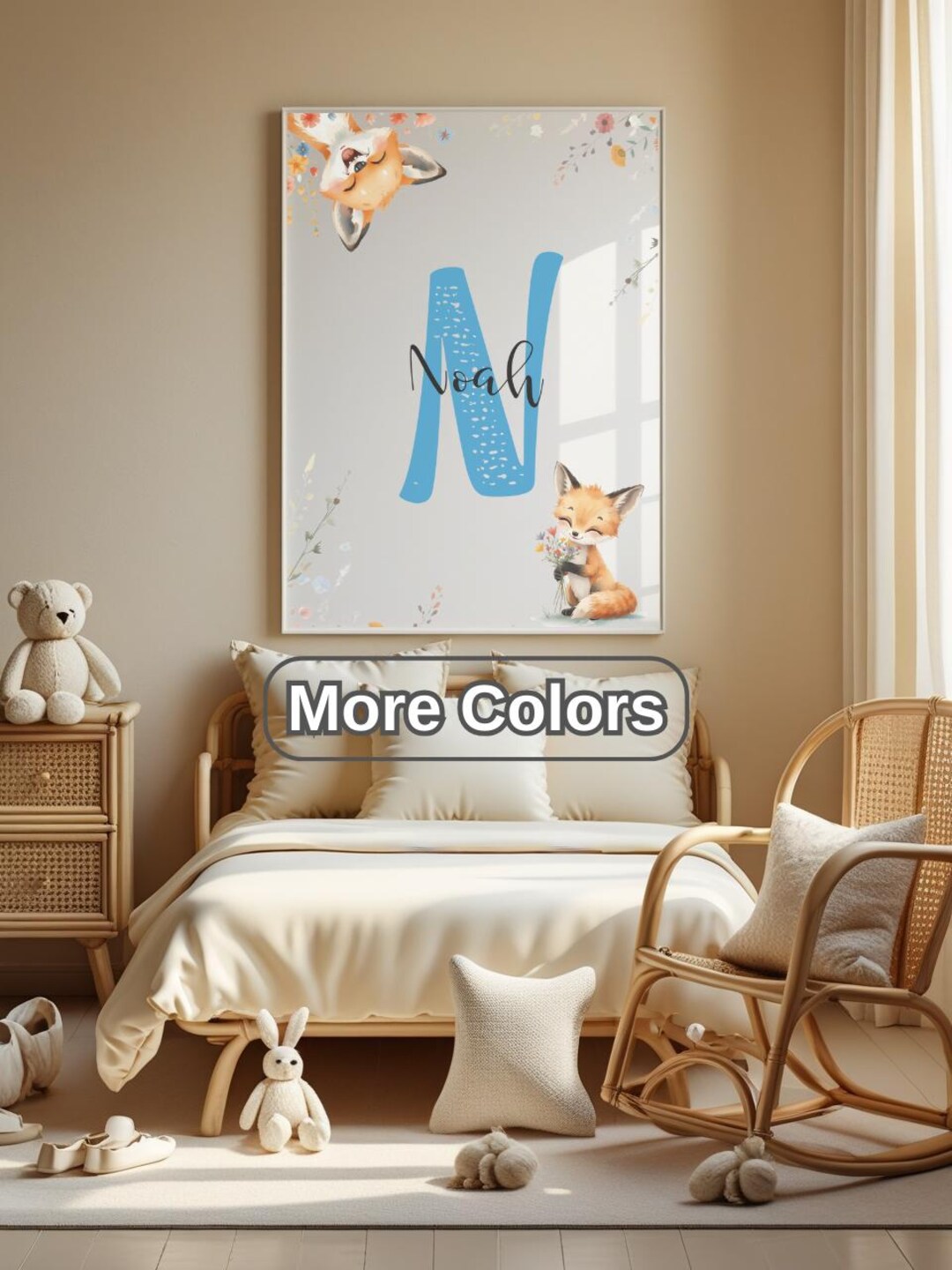 Personalized Fox Nursery Wall Art Print | Custom Name Baby Room Decor ...