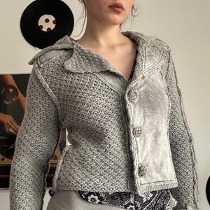 Patchwork Knit Jacket – Textured Knit Coat