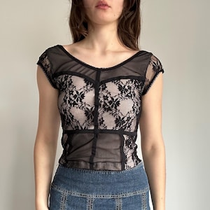 Y2K Sheer Lace Mesh Top