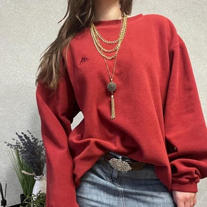 Sudadera vintage de polar roja de Adidas: estilo deportivo oversize estilo urbano Y2K