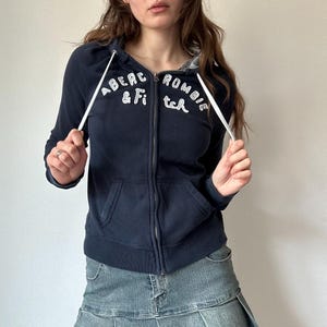A&F Zip Hoodie Navy – Y2K Abercrombie Fitted Preppy Jack
