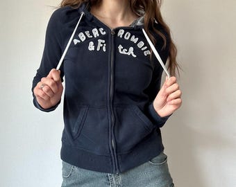 A&F Zip Hoodie Navy – Y2K Abercrombie Fitted Preppy Jack