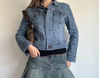 Denim Jacket – Fitted Blue Jean Jacket Y2K Casual Layer