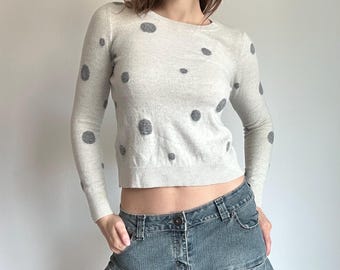 Polka Dot Sweater Merino Wool Soft Minimal Chic