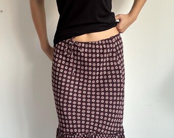 Vintage midi-rok van viscose met bloemenprint