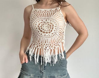 Crochet Fringe Top – Boho Festival Summer Tank