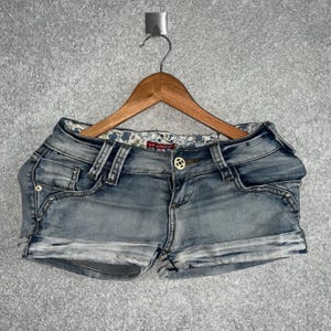 Distressed Denim Jean Shorts – Cuffed Vintage Wash Summer Shorts - Size 34