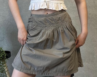 Y2K Marco Polo Army Green Skirt – Low Waist Mini Skirt with Side Details - 2000s Utility Style