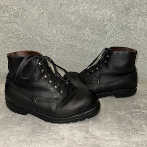 Vintage Bally Black Leather Combat Boots – 1966 Military Swiss Army – Size 28 cm (US 10 / EU 44)