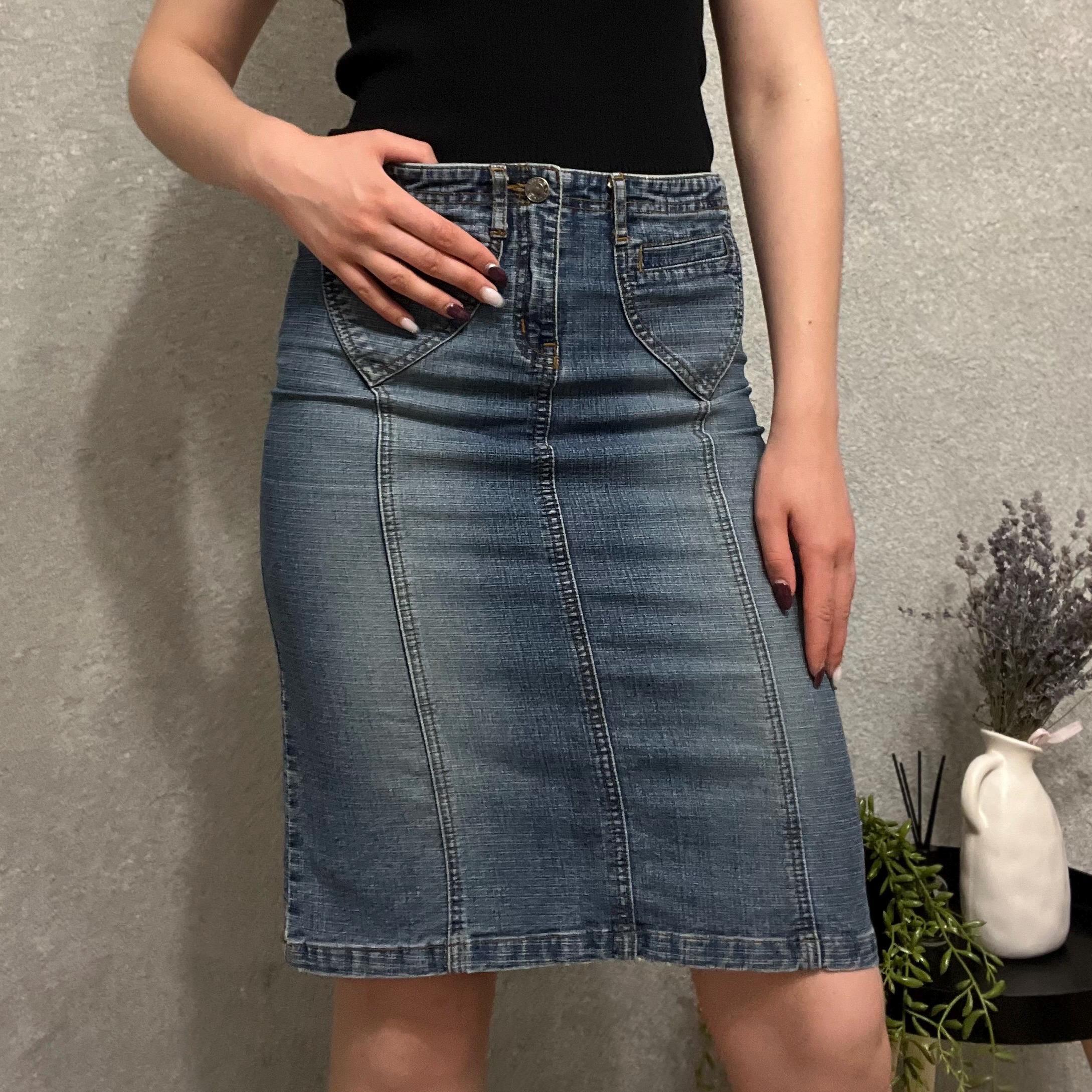 Y2k Denim Midi Skirt New Zealand - Main Image