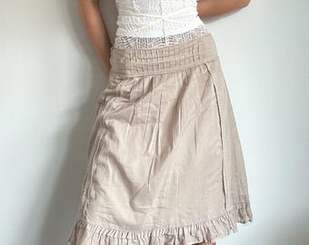 Bauernrock Beige Romantische Rüsche Midi