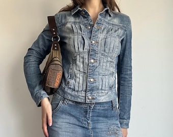 Denim Jacket Esprit – Fitted Blue Jean Jacket Y2K Casual Look