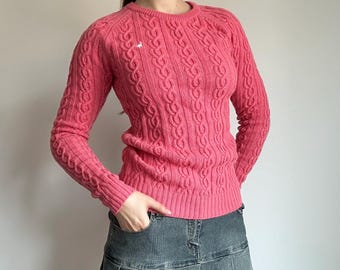 Cable Knit Sweater Pink Lambswool Jack Wills Preppy Old Money