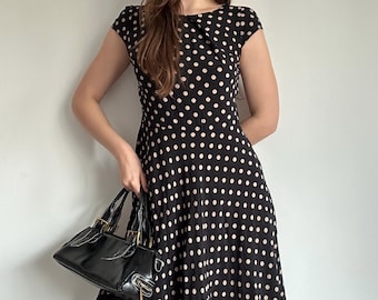 Polka Dot Dress – Viscose Parisian Chic Vintage Midi Dress
