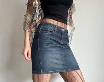 Denim Mini Skirt – Dark Wash Y2K Grunge Streetwear Bottom