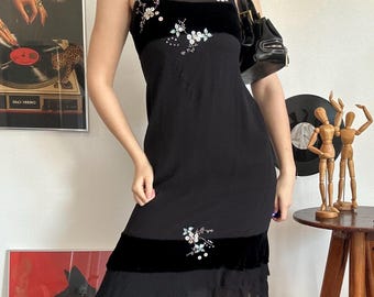 Gothic Midi Dress with Spaghetti Straps