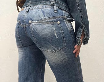 Y2K Distressed Straight Fitted Jeans