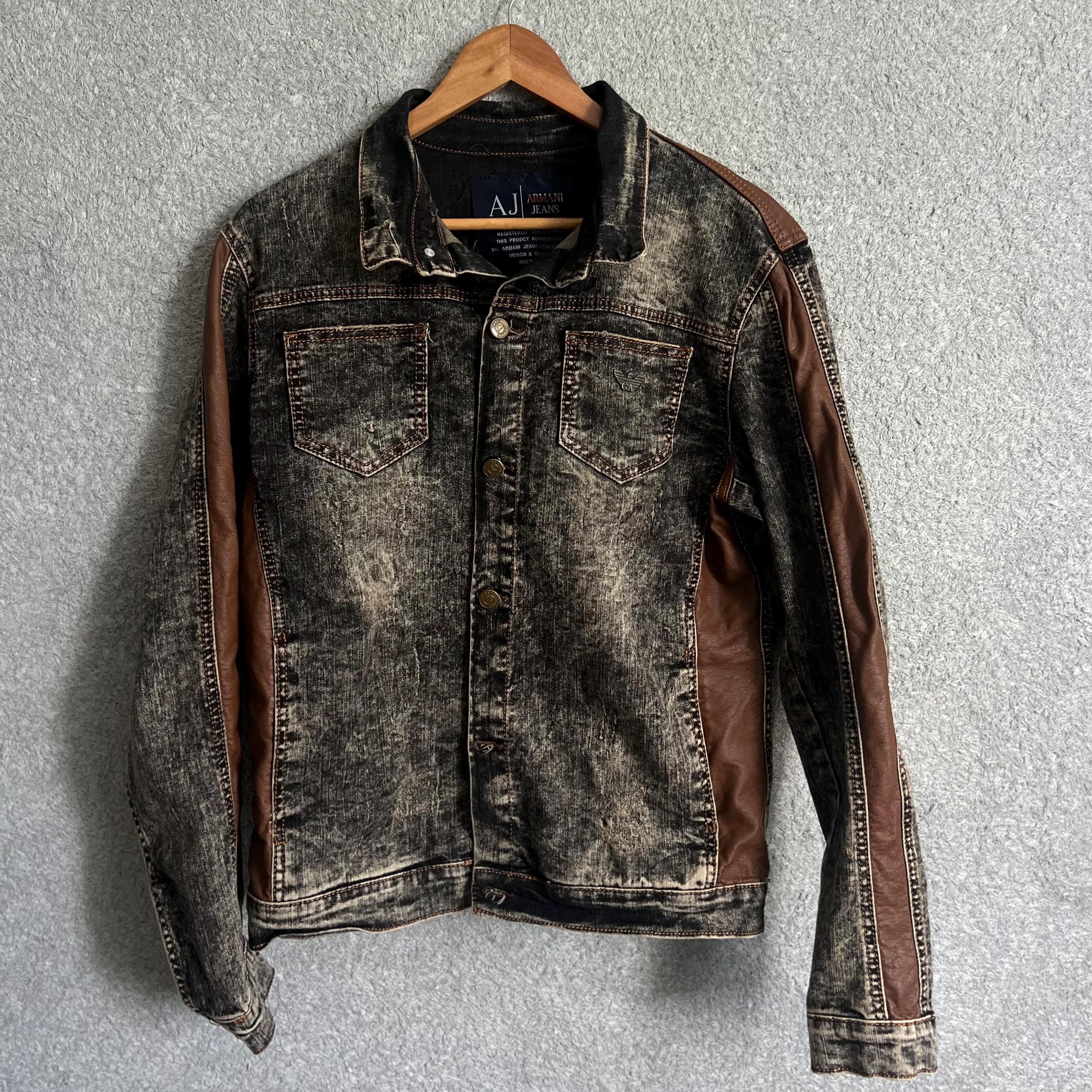 Armani Jeans Denim Leather Panel Jacket - Etsy Canada