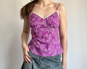 Floral Cami – Y2K Lace Trim Summer Going Out Top